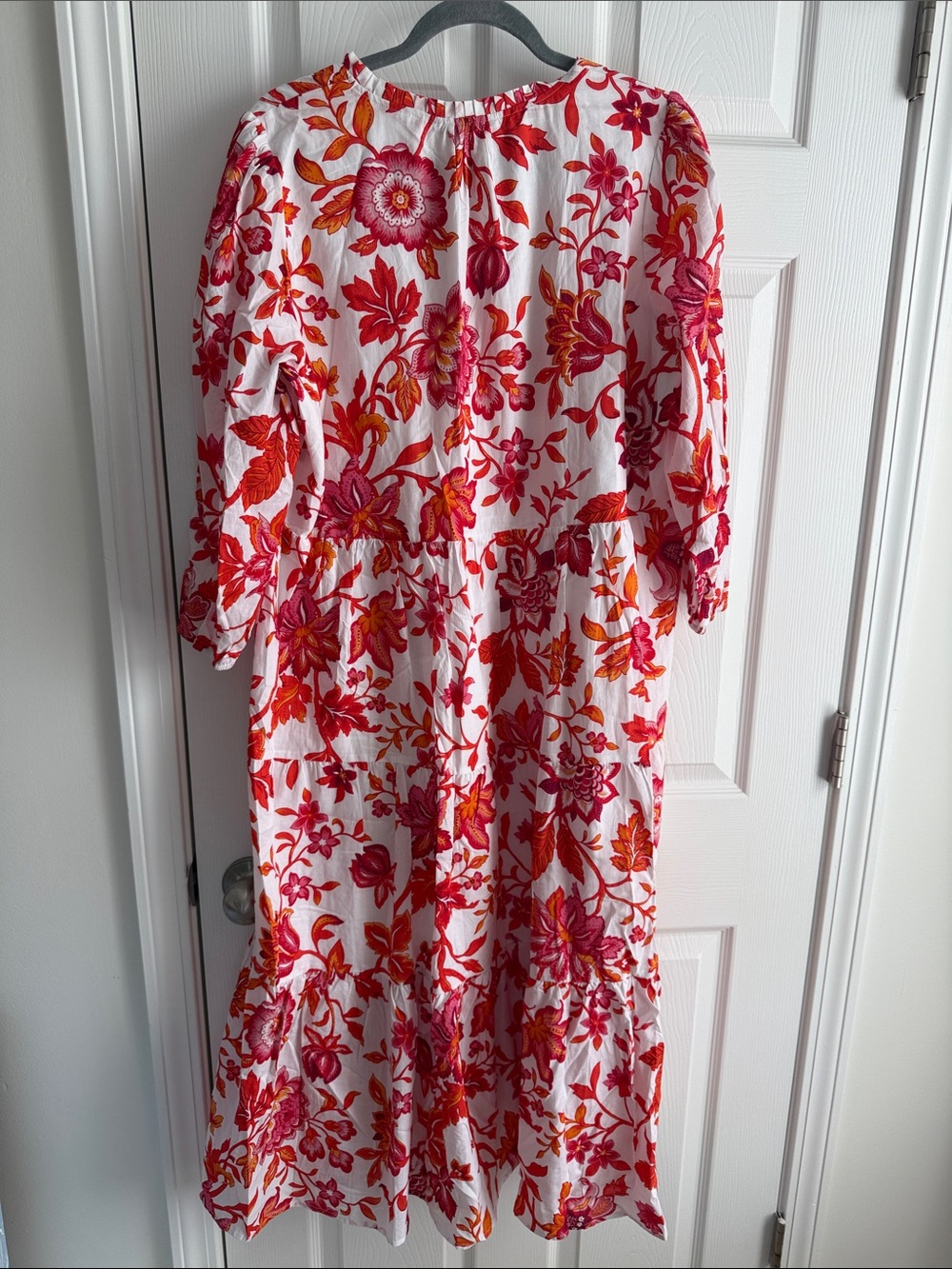 Philosophy White Midi Dress with Pink & Orange Floral Print - Picture 3 of 3